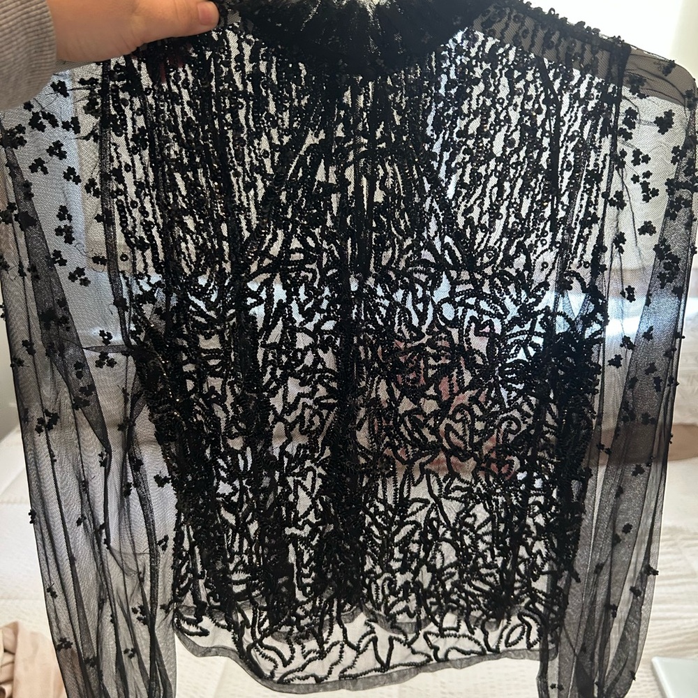 Zara Black Beaded Women's Top~ Size Small - Picture 3 of 8